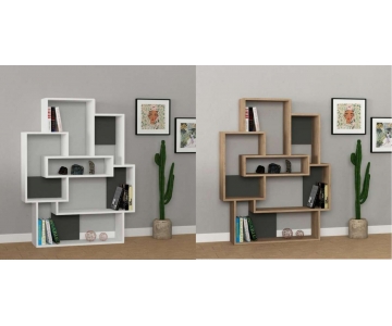 MOBILE LIBRERIA 7 RIPIANI BIANCA O ROVERE 101x22xH.132