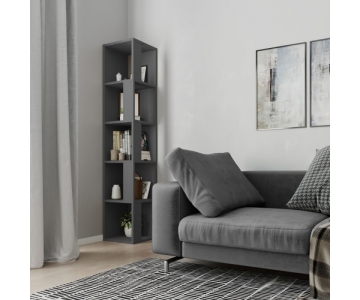 MOBILE ANGOLARE LIBRERIA 5 RIPIANI BIANCA , ANTRACITE, GRIGIO, BORDEAUX 31,4x31,4xH.158,9