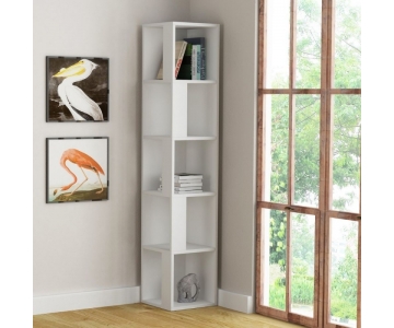 MOBILE ANGOLARE LIBRERIA 5 RIPIANI BIANCA , ANTRACITE, GRIGIO, BORDEAUX 31,4x31,4xH.158,9