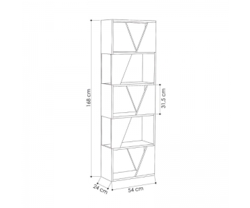 MOBILE LIBRERIA 5 RIPIANI ANTRACITE 54x24xH.168