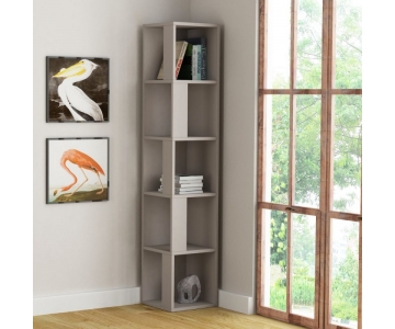 MOBILE ANGOLARE LIBRERIA 5 RIPIANI BIANCA, ANTRACITE, TORTORA 31,4x31,4xH.158,9