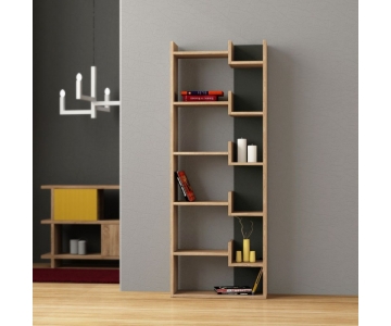 MOBILE LIBRERIA 11 RIPIANI 6 LIVELLI ROVERE E ANTRACITE 69x22xH.162,5