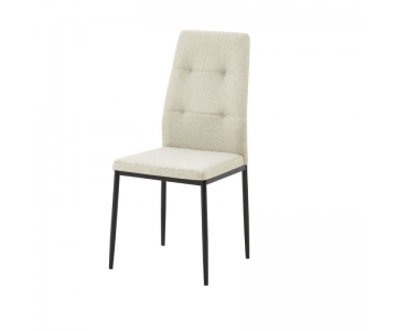 Sedia Adara imbottita in tessuto beige, con struttura metallo colore nero