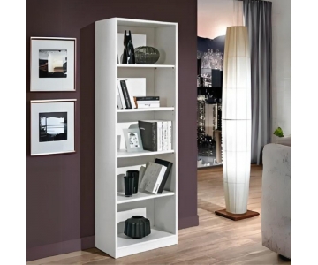 Mobile Libreria Scaffale 5 ripiani per Soggiorno, Salotto, Openspace, Ufficio. Colore Bianco Larice 60x33 H.186